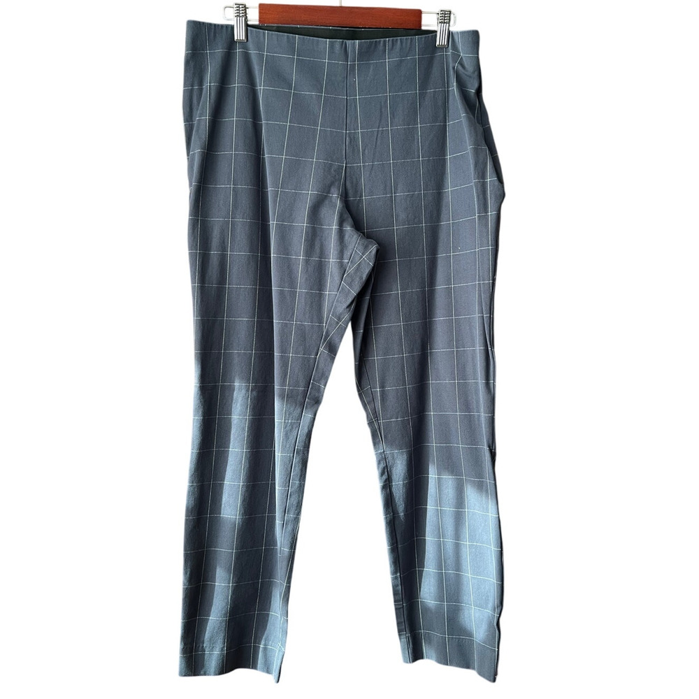 A New Day Plaid High Rise Skinny Ankle Pants Blue Gray Stretch Cotton Size 16 - Picture 2 of 10